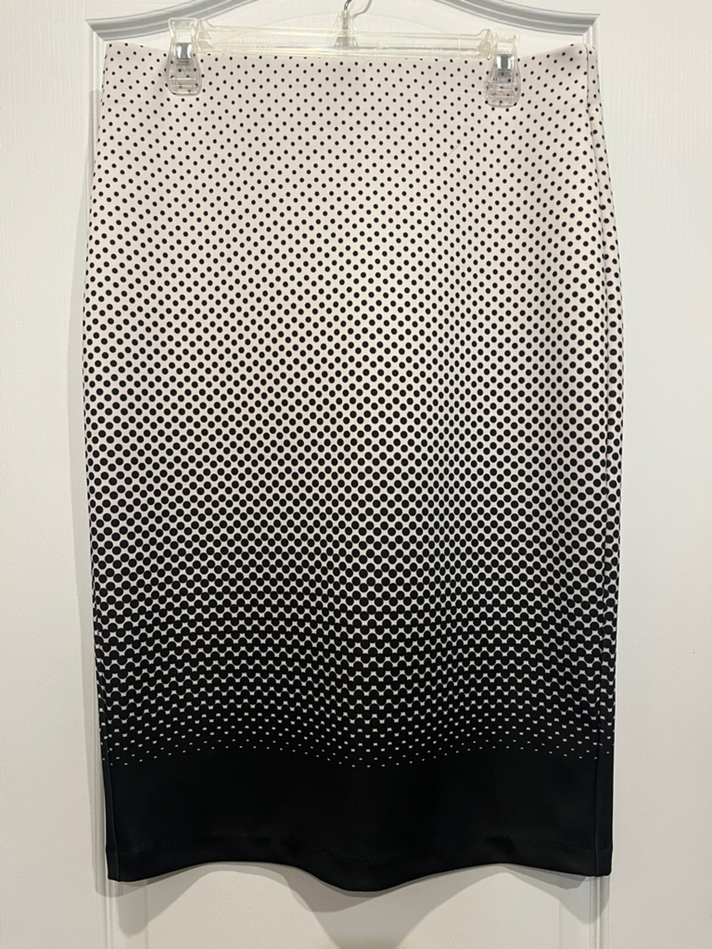Ombre Black & White Dot Pencil Skirt